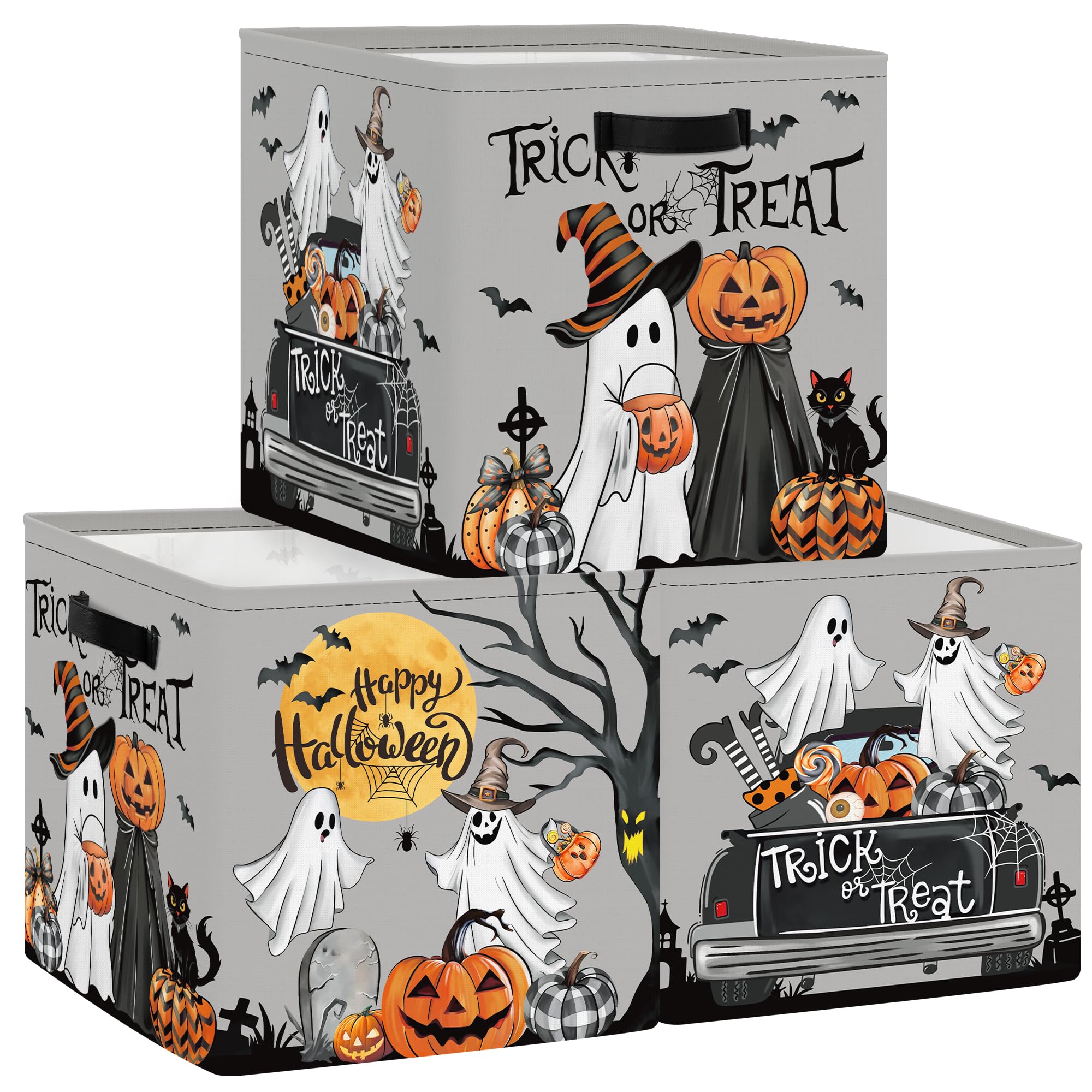 Clastyle Spooky cube set hero image shows three storage bins for easy toy and clothing organization.