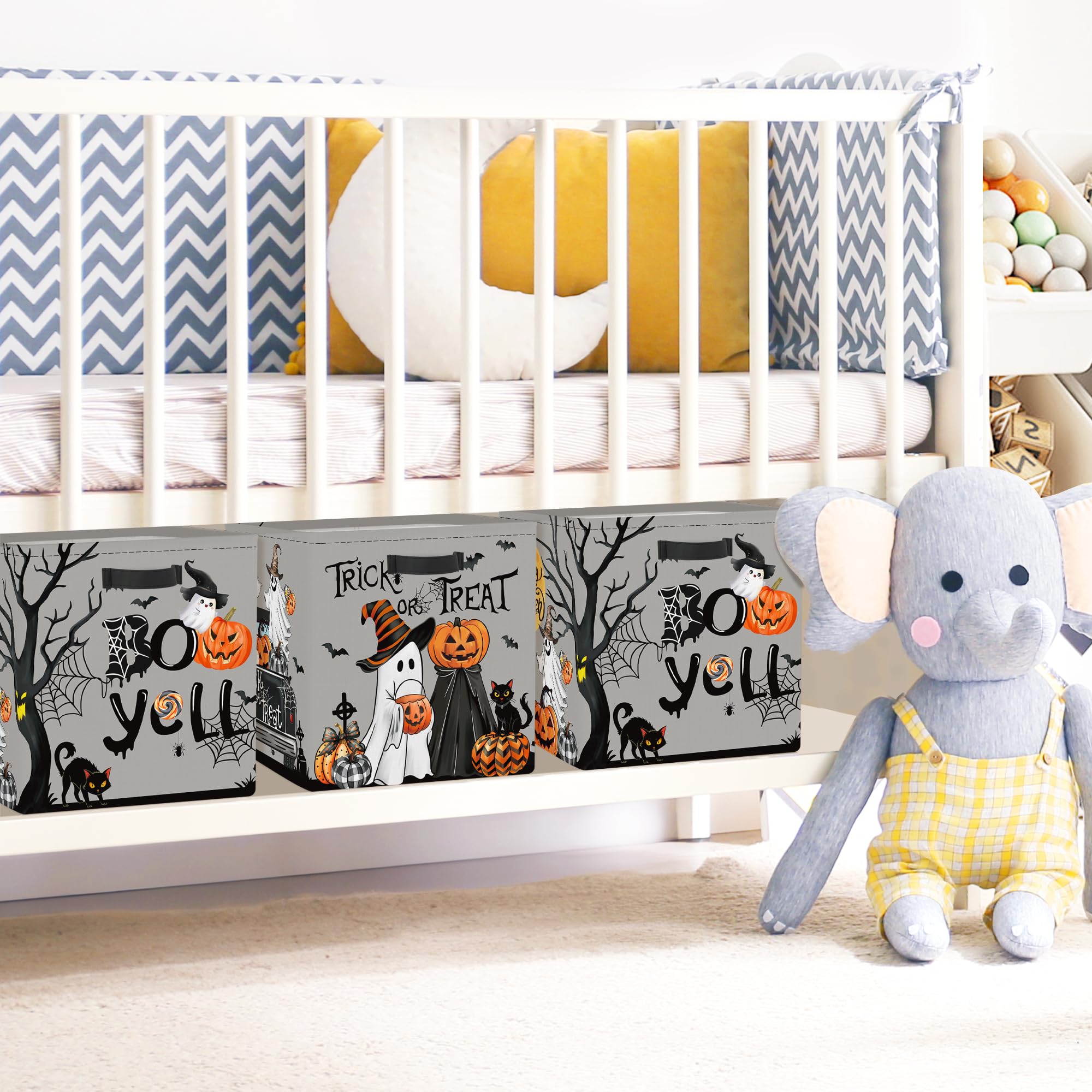 Clastyle Spooky toy-storage-grey image shows versatile cube bin for toys, books, and clothes.