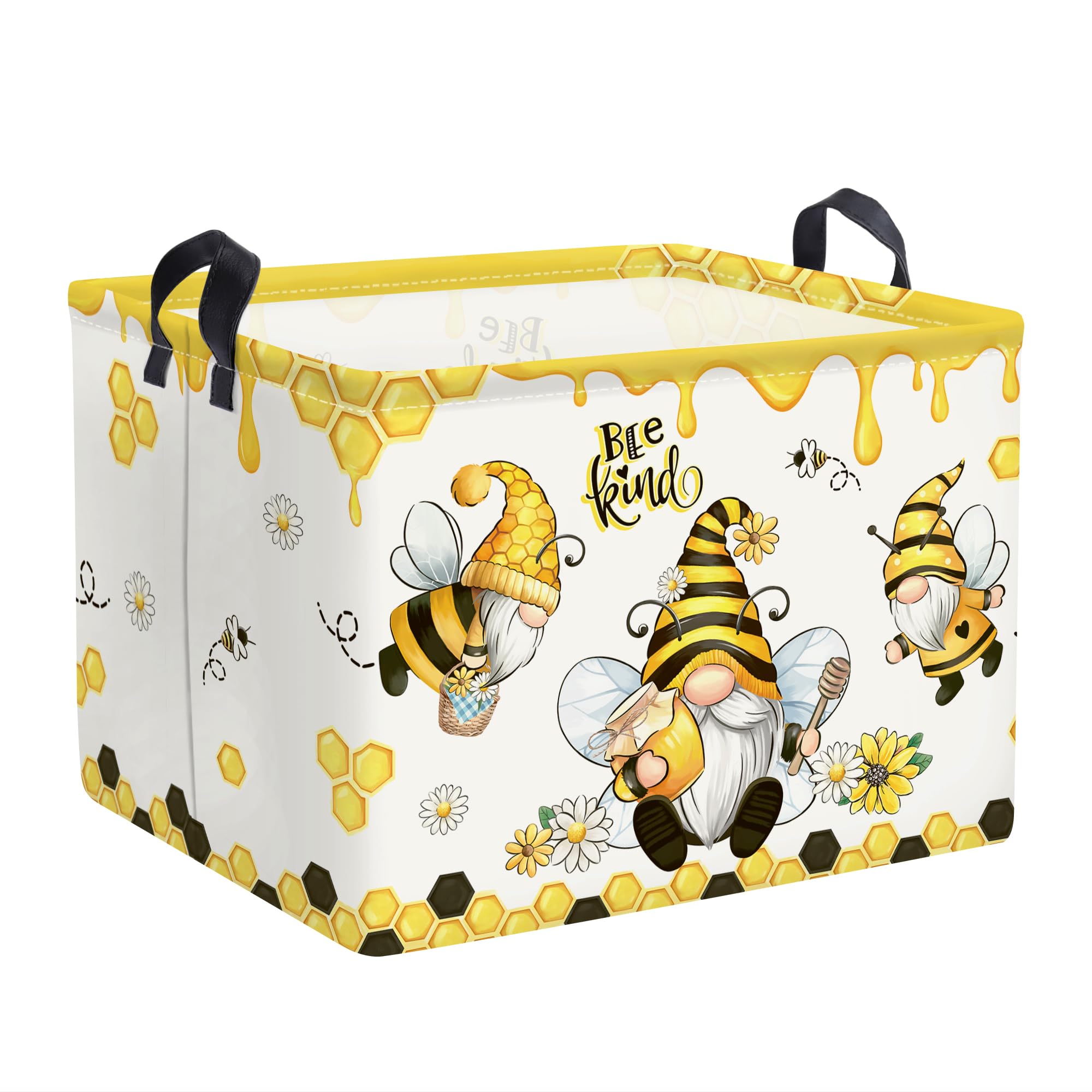 Clastyle Spring Summer Flower Honeybee Storage Basket with bees promotes playful toy storage.