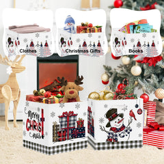 Clastyle toy and book organizer in red and black snowman design for kids.