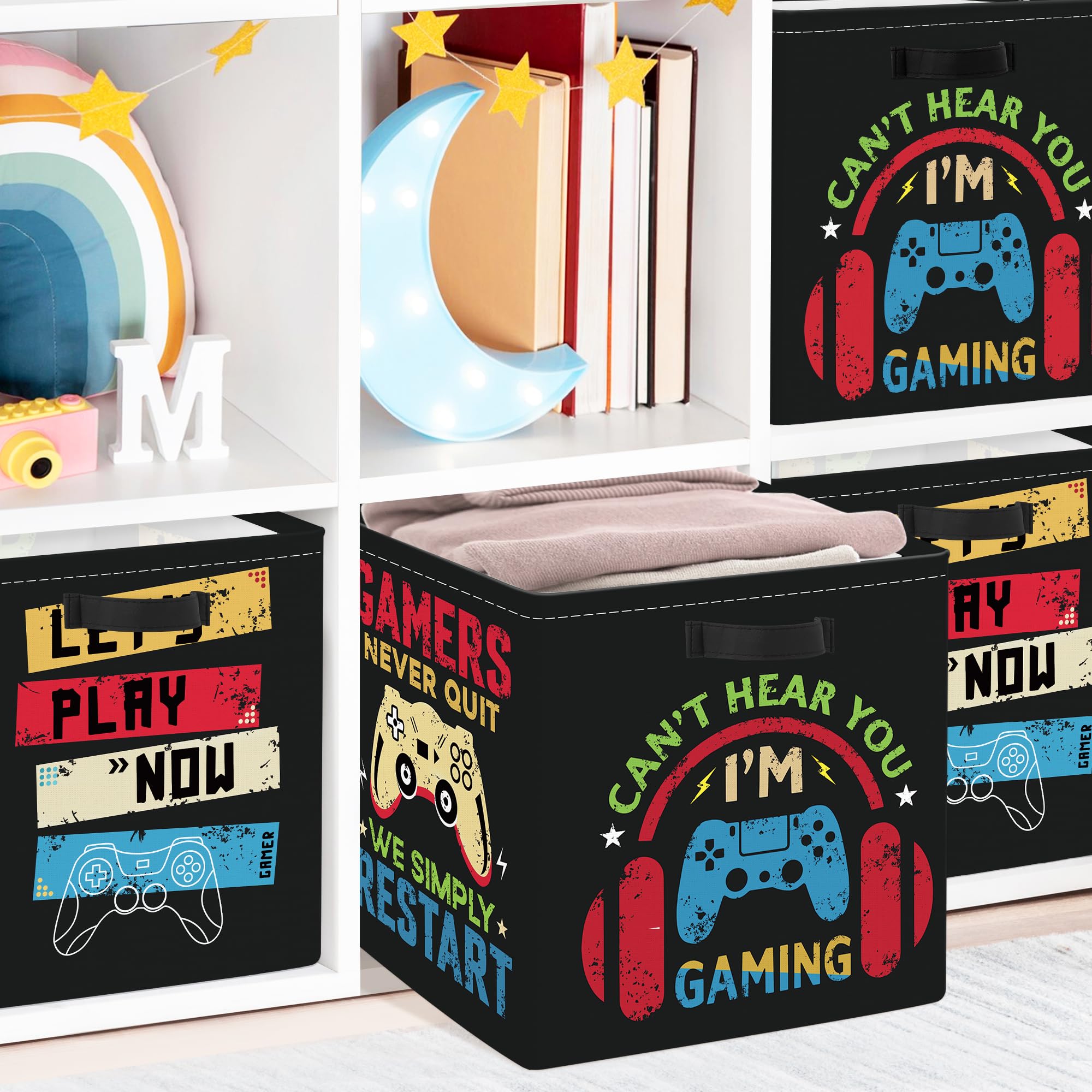 Clastyle foldable cube bin stands independently with soft sides for toddler-friendly cleanup.