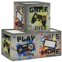Clastyle storage cube with gamepad graphics and a handle for easy toy cleanup