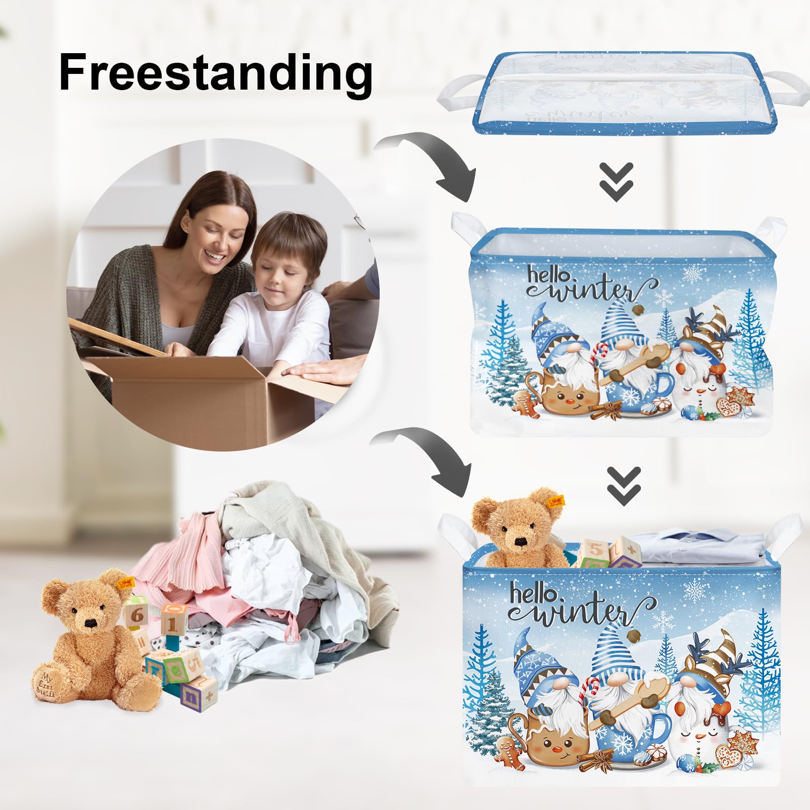 Clastyle winter snowflake motif evokes cozy storage for clothes and towels