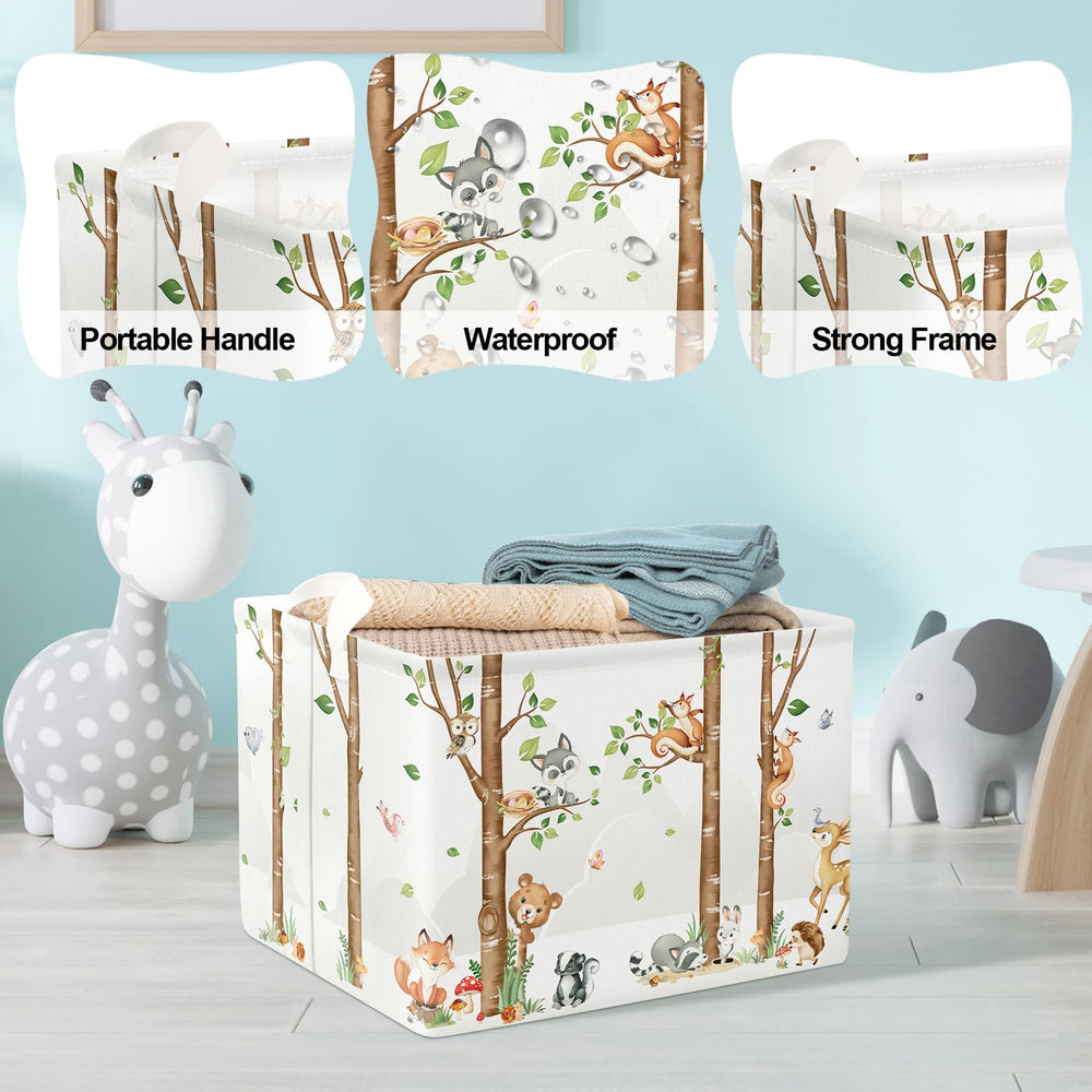Clastyle woodland animals toy storage basket keeps clutter tidy in classrooms.