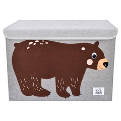 CLCROBD animal-theme bear-applique toy chest enhances nursery decor and organization.