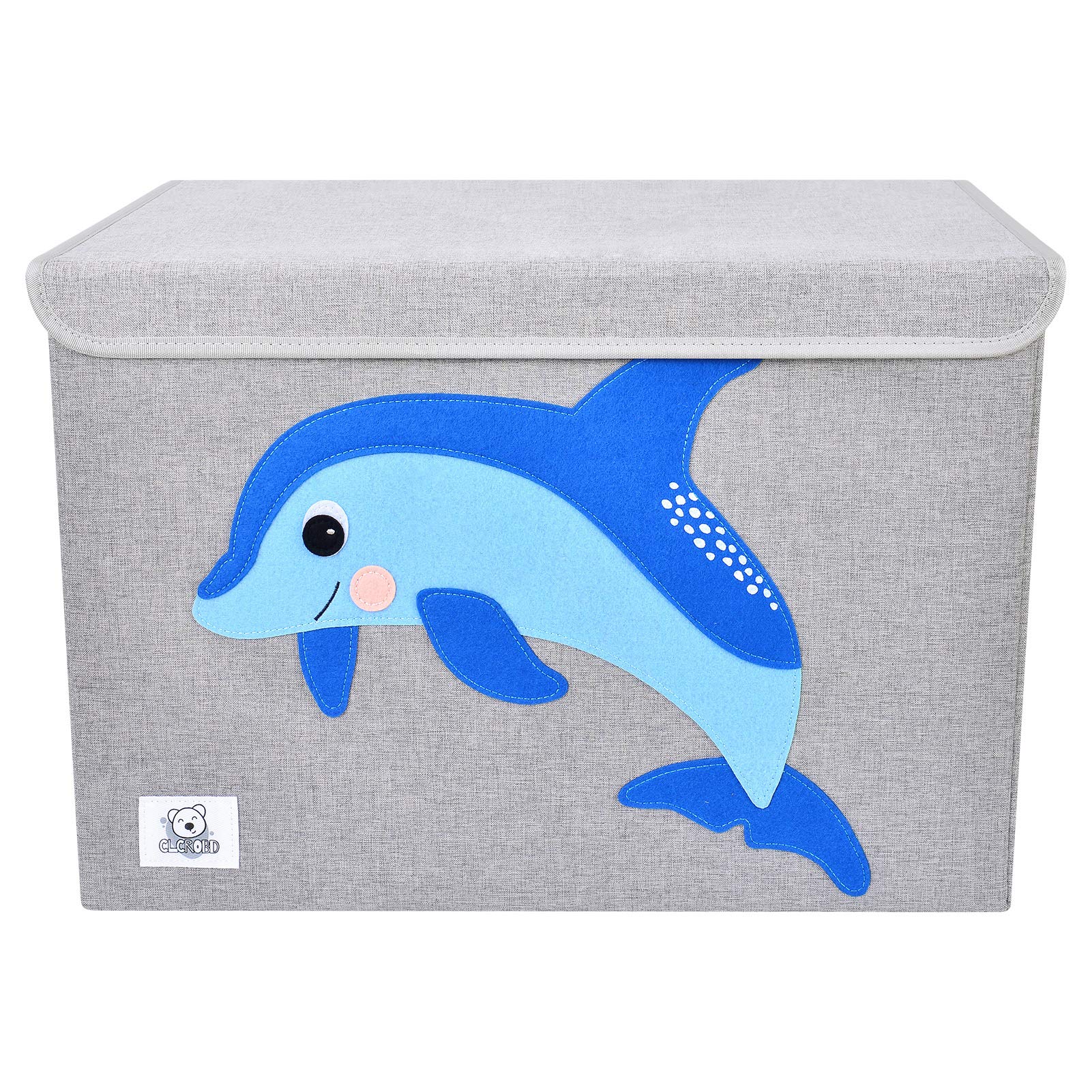 CLCROBD animal-theme Dolphine toy chest side view enhances organization and decor.