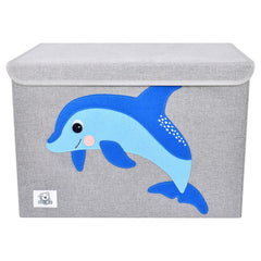 CLCROBD animal-theme Dolphine toy chest side view enhances organization and decor.
