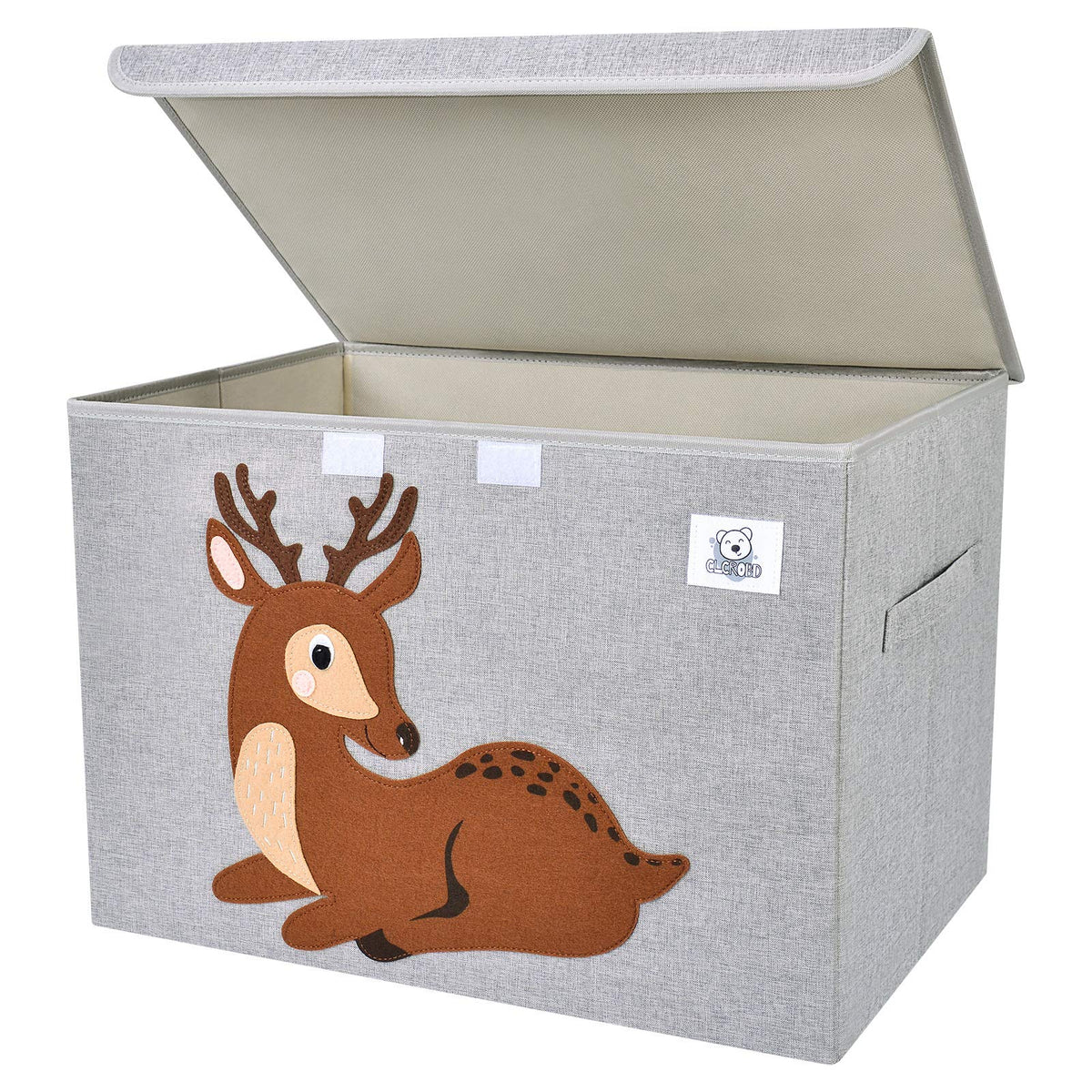 CLCROBD deer foldable toy chest lid for easy toy and blanket access
