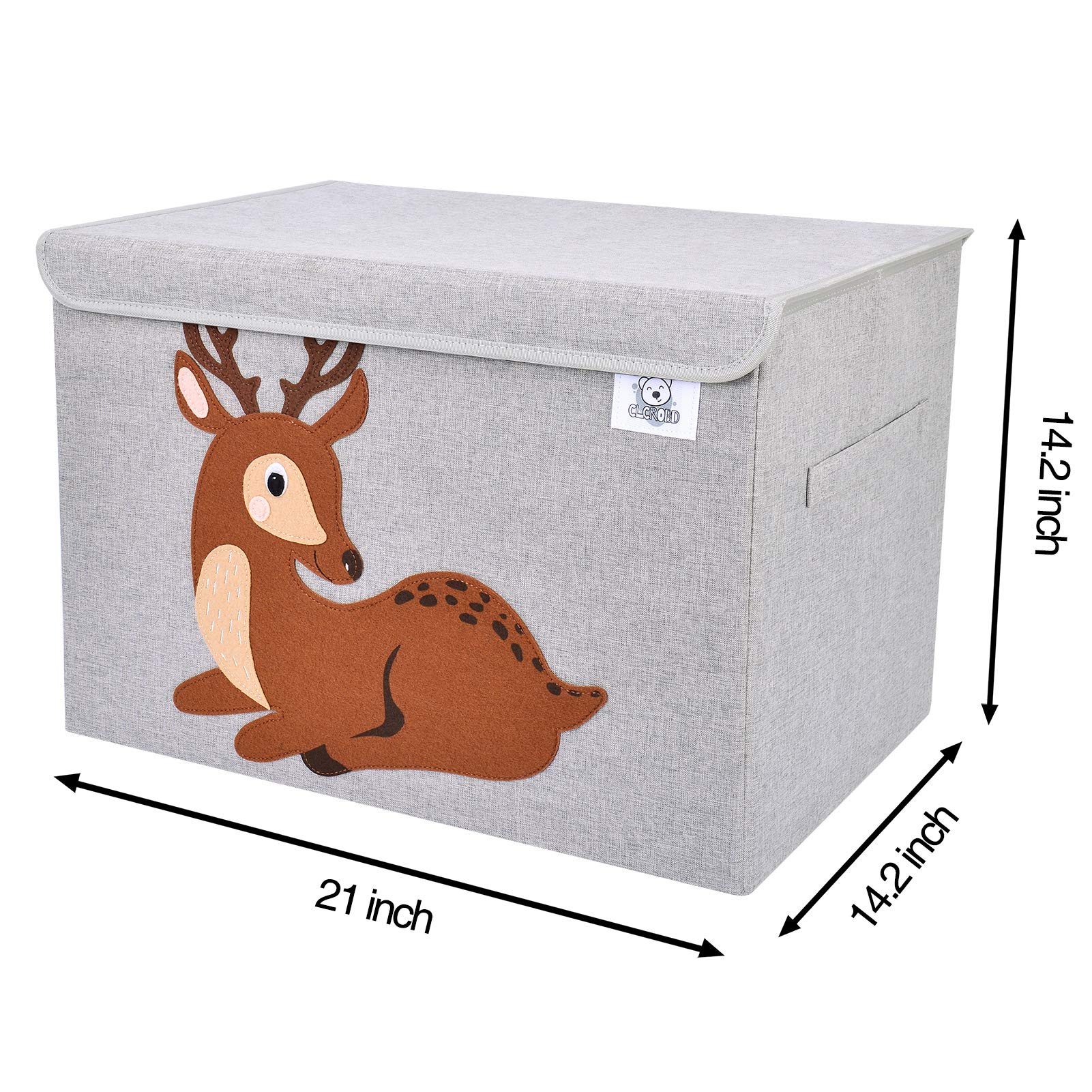 CLCROBD deer toy chest side view highlighting sturdy structure and handles