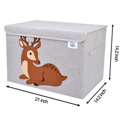 CLCROBD deer toy chest side view highlighting sturdy structure and handles