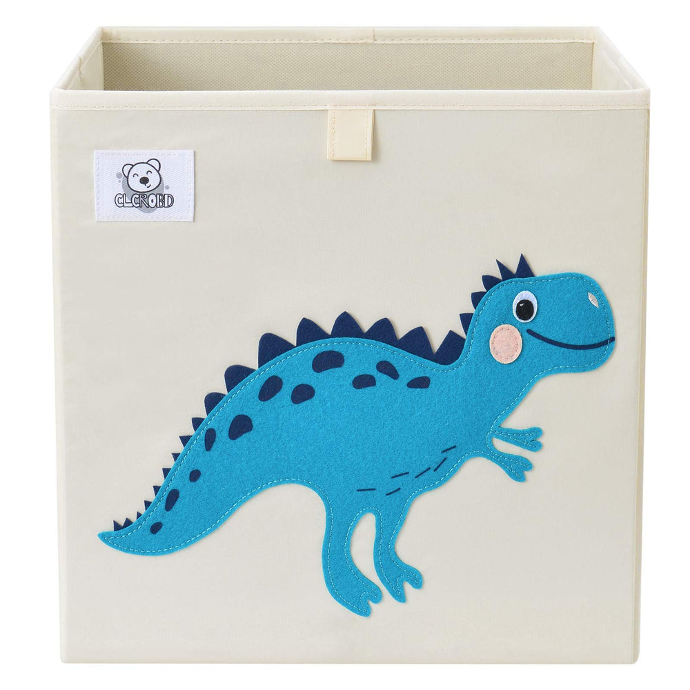 CLCROBD Dino T-Rex cube bin front view for organized toy storage.