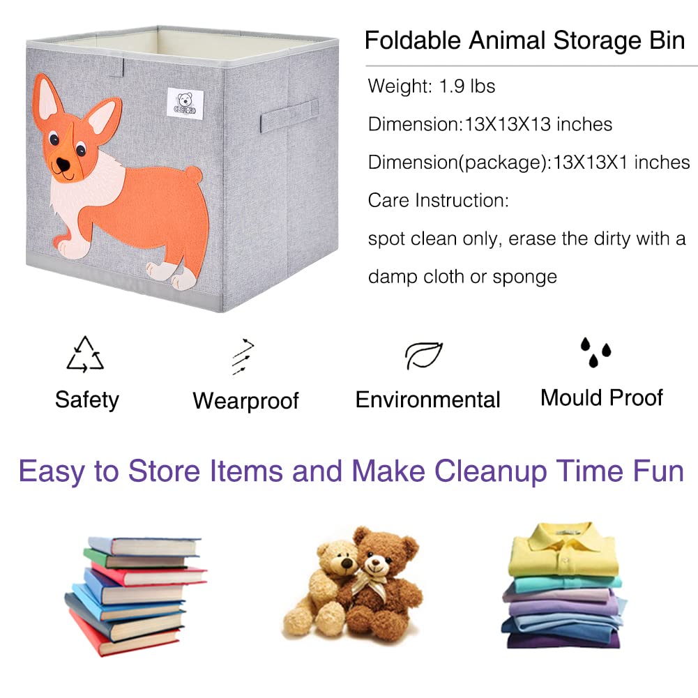 CLCROBD dog cube bin open top highlights accessible toy storage in playrooms.