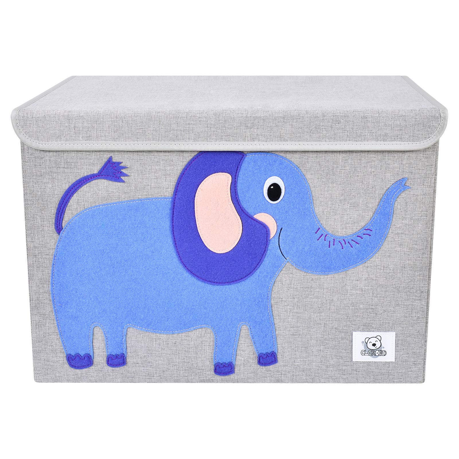 CLCROBD elephant toy chest flip-top lid allows quick access.