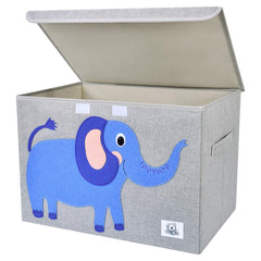 CLCROBD elephant toy chest folded front view shows collapsible storage.