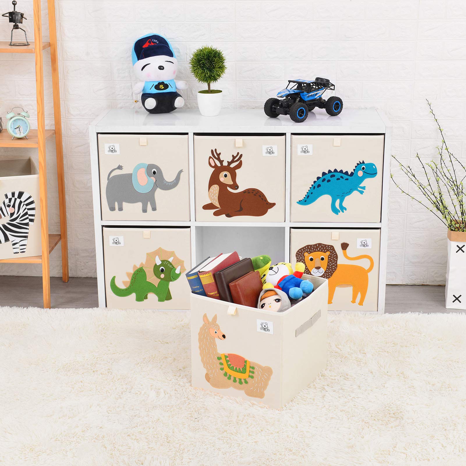 CLCROBD zebra cube bin helps organize books and puzzles, reducing clutter.