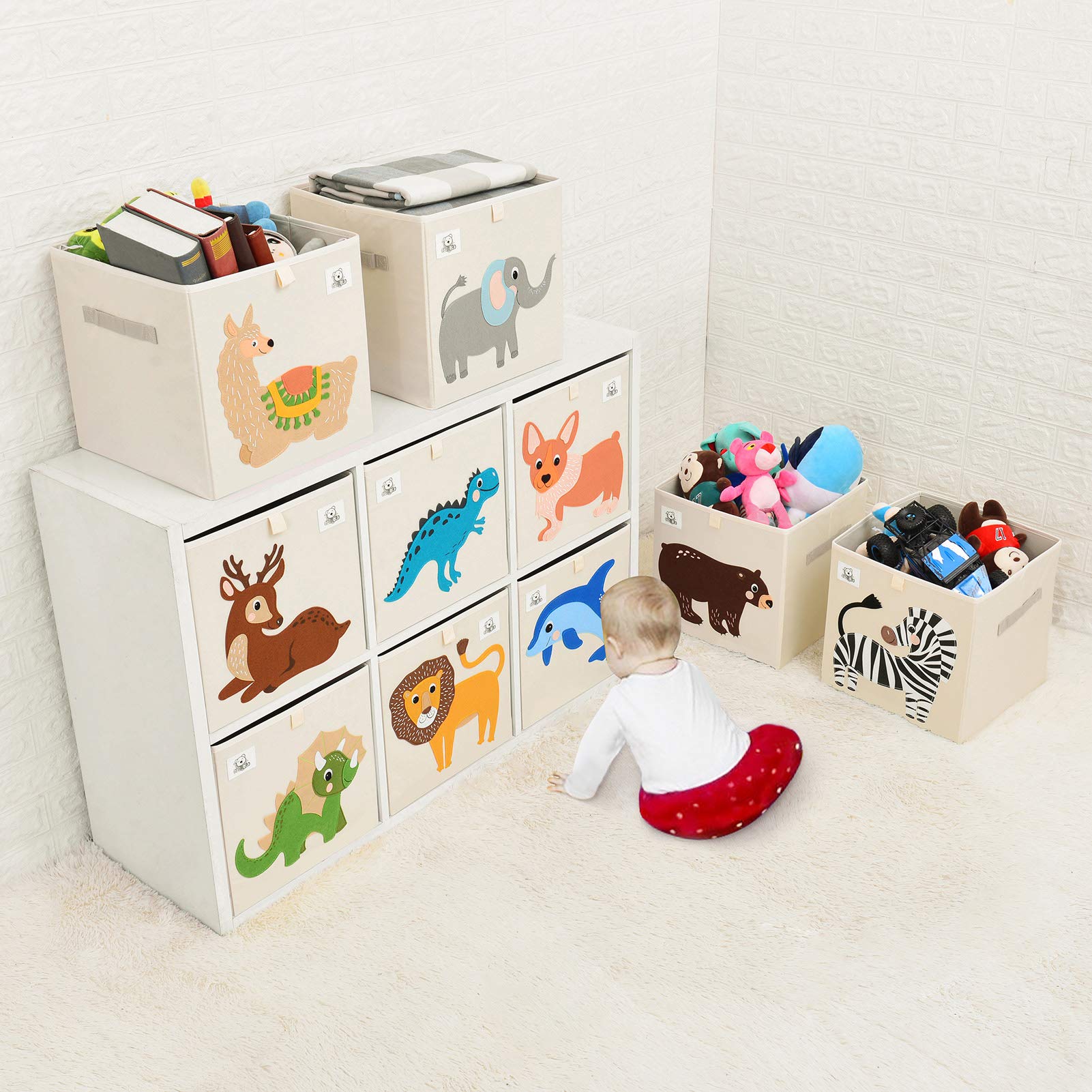 CLCROBD zebra cube bin with sturdy handles for easy relocation.