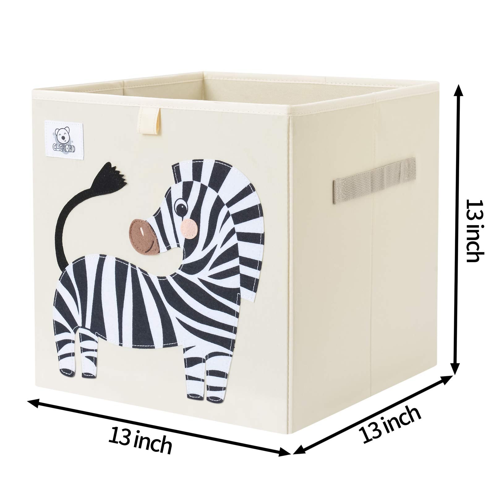 CLCROBD zebra cube bin open-top design allows fast access to toys and books.