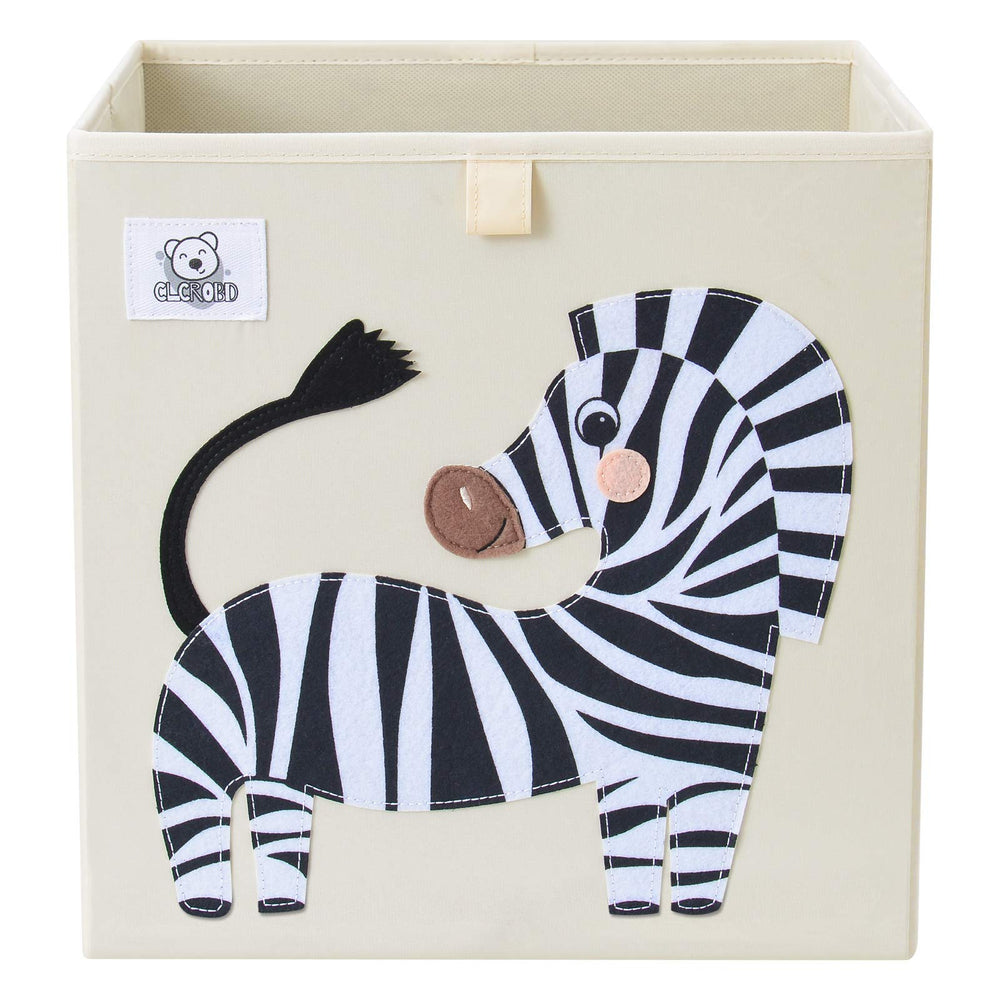 CLCROBD zebra foldable cube storage bin with side handles for easy toy organization.