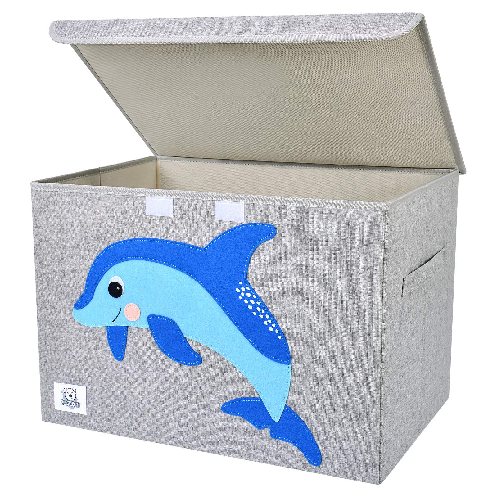CLCROBD foldable toy chest Dolphine lid, quick cleanup and kid-friendly access.