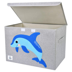 CLCROBD foldable toy chest Dolphine lid, quick cleanup and kid-friendly access.