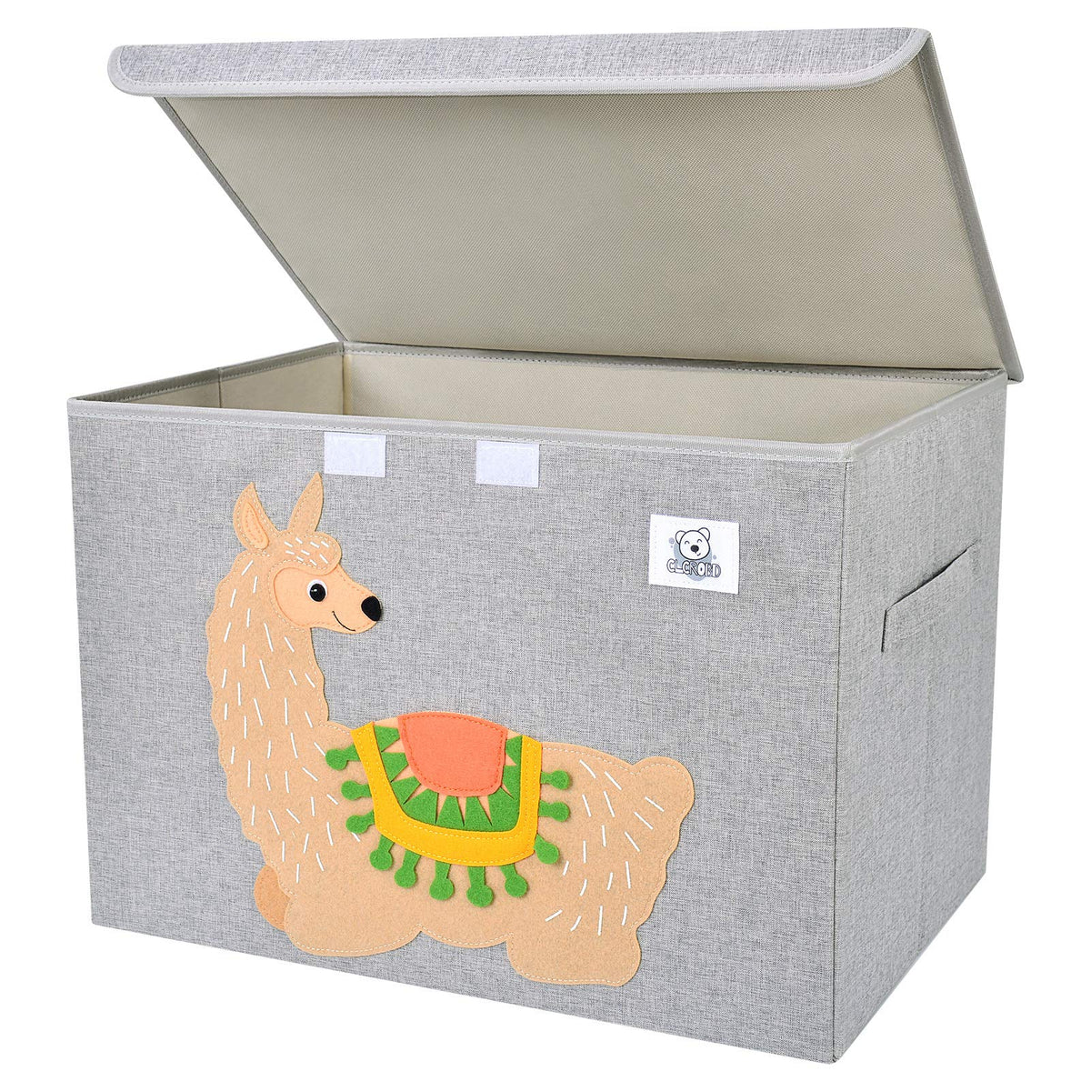 CLCROBD llama toy chest foldable design keeps kids' play area tidy.