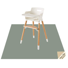 CLCROBD Splat Mat under high chair in gray protects floors and cleans spills easily.