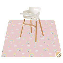 CLCROBD Splat Mat under high chair keeps floors clean during messy meals.