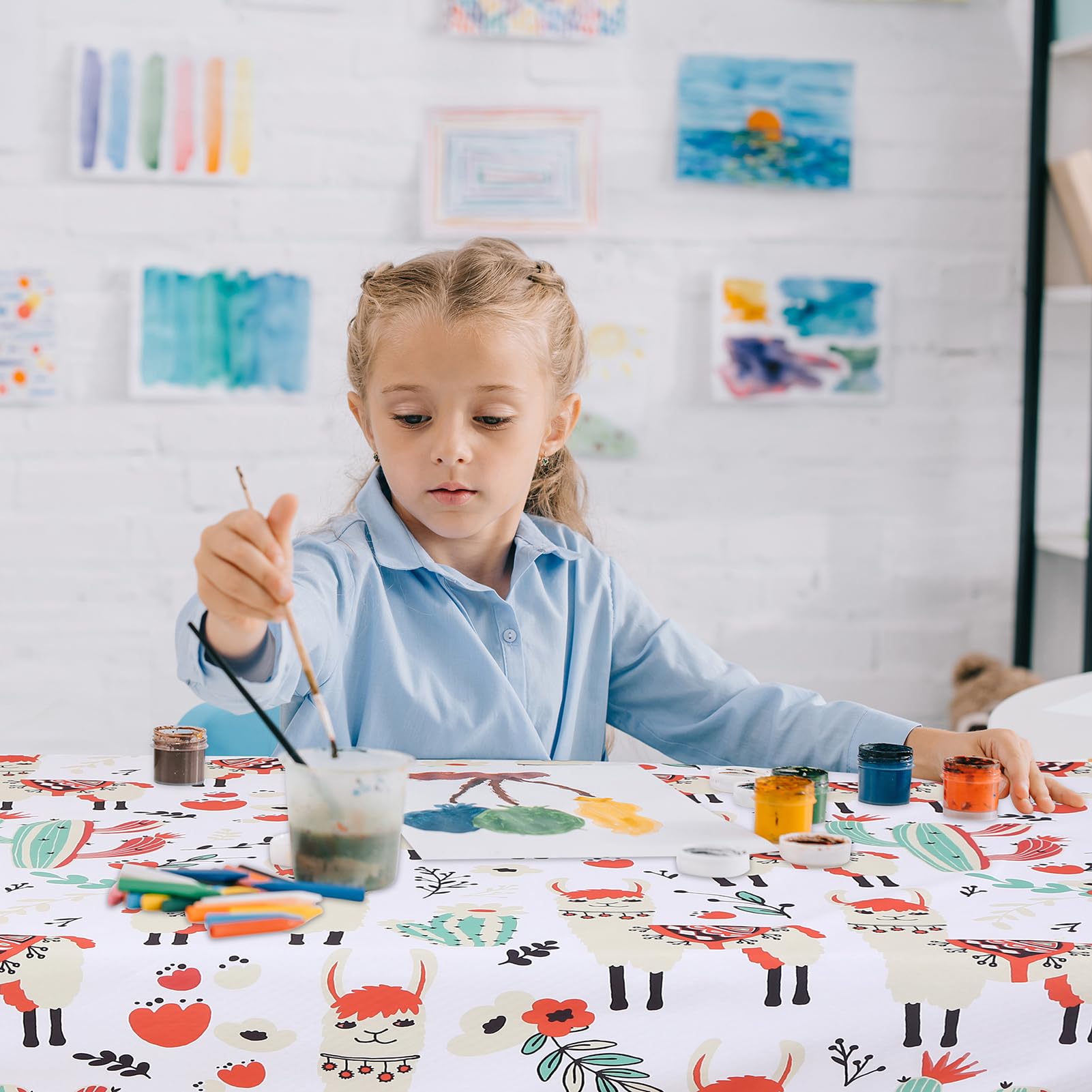 CLCROBD Splat Mat waterproof floor protector catching spills during art time.