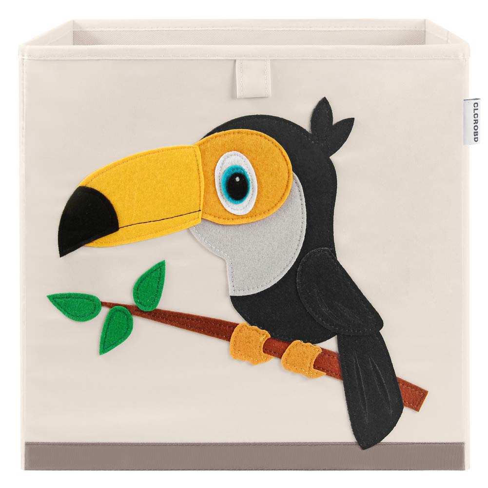 CLCROBD Toucan cube bin side view with sturdy handles for easy transport.
