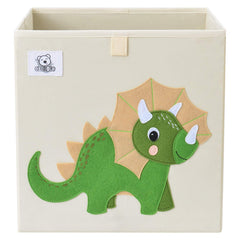 CLCROBD Triceratops cube bin front view stores toys and books neatly