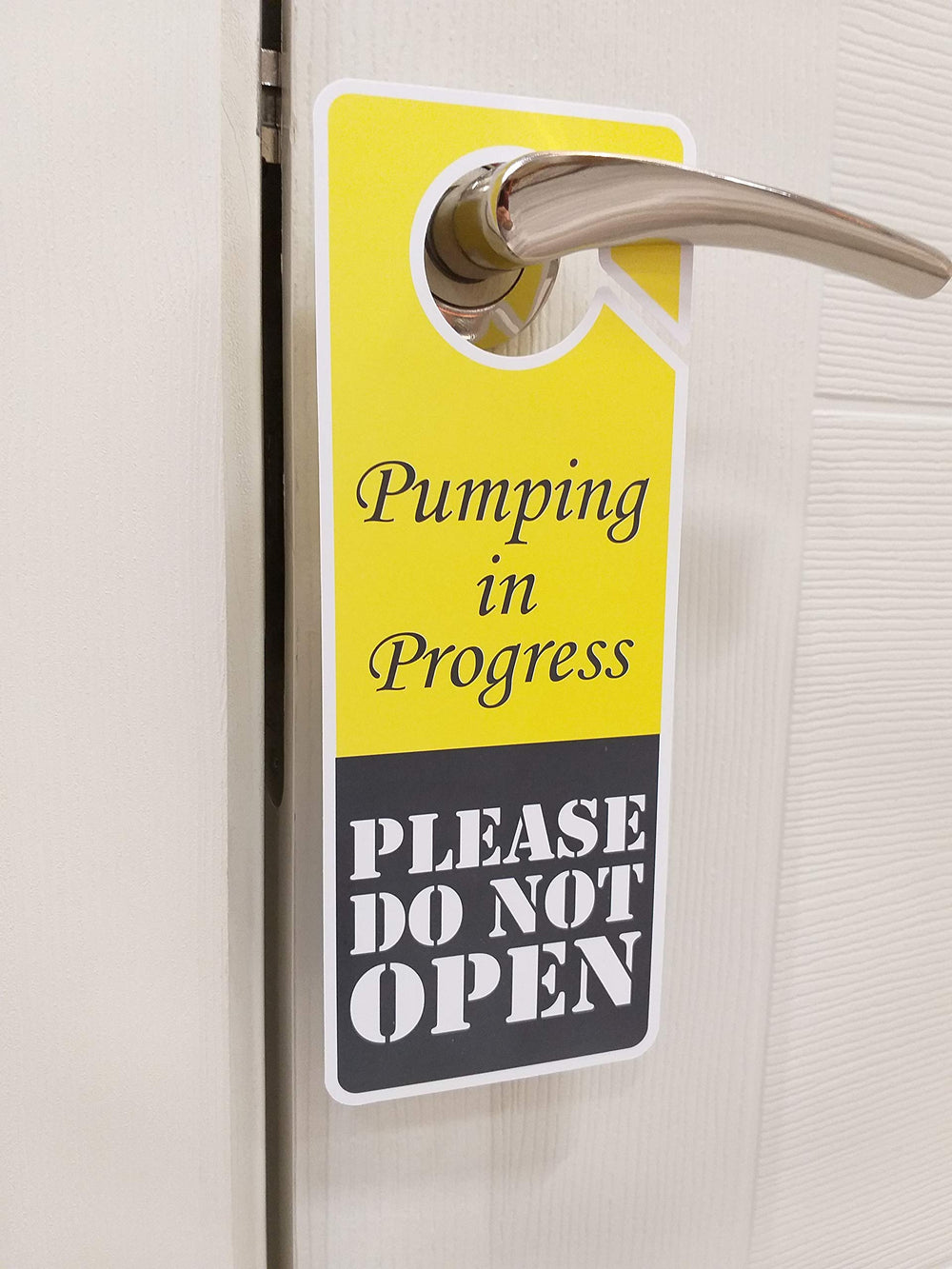 CLEVER SIGNS Do Not Disturb sign on-door hanger mounted on a door for quick privacy