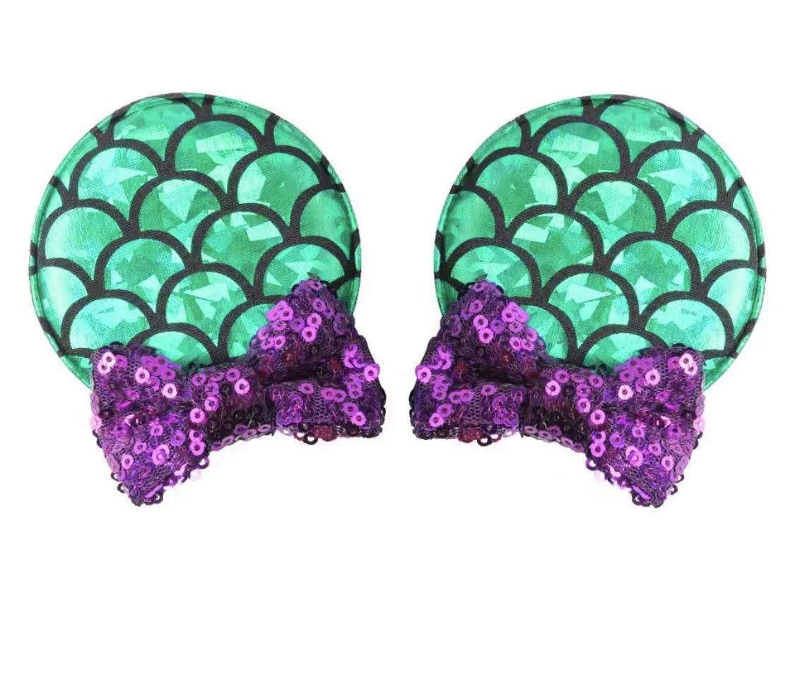 CLGIFT baby Minnie ears headband with Ariel clip for photos and parties.