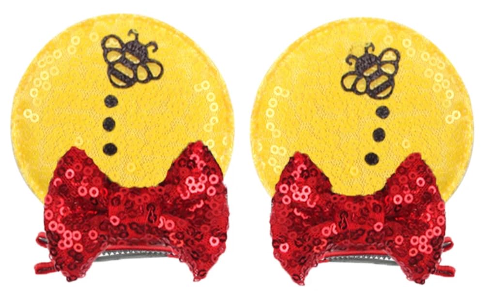 CLGIFT Minnie Ear Baby Headband with Yellow Bear Clip for cute photos and daily wear.