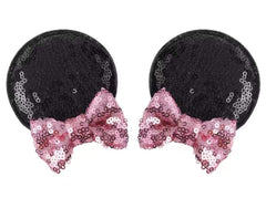 CLGIFT Minnie Ears hairband closeup with handmade sequin detailing for babies