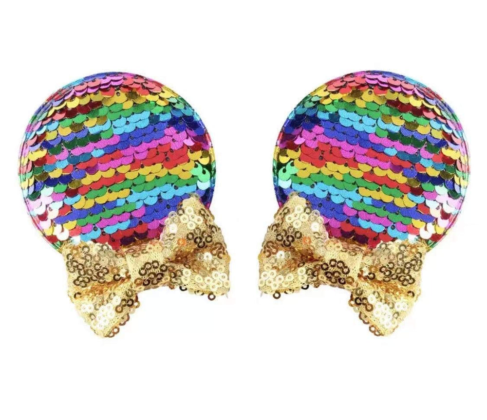 CLGIFT Minnie Ears Headband rainbow design, perfect for birthday photos and playful dress-up