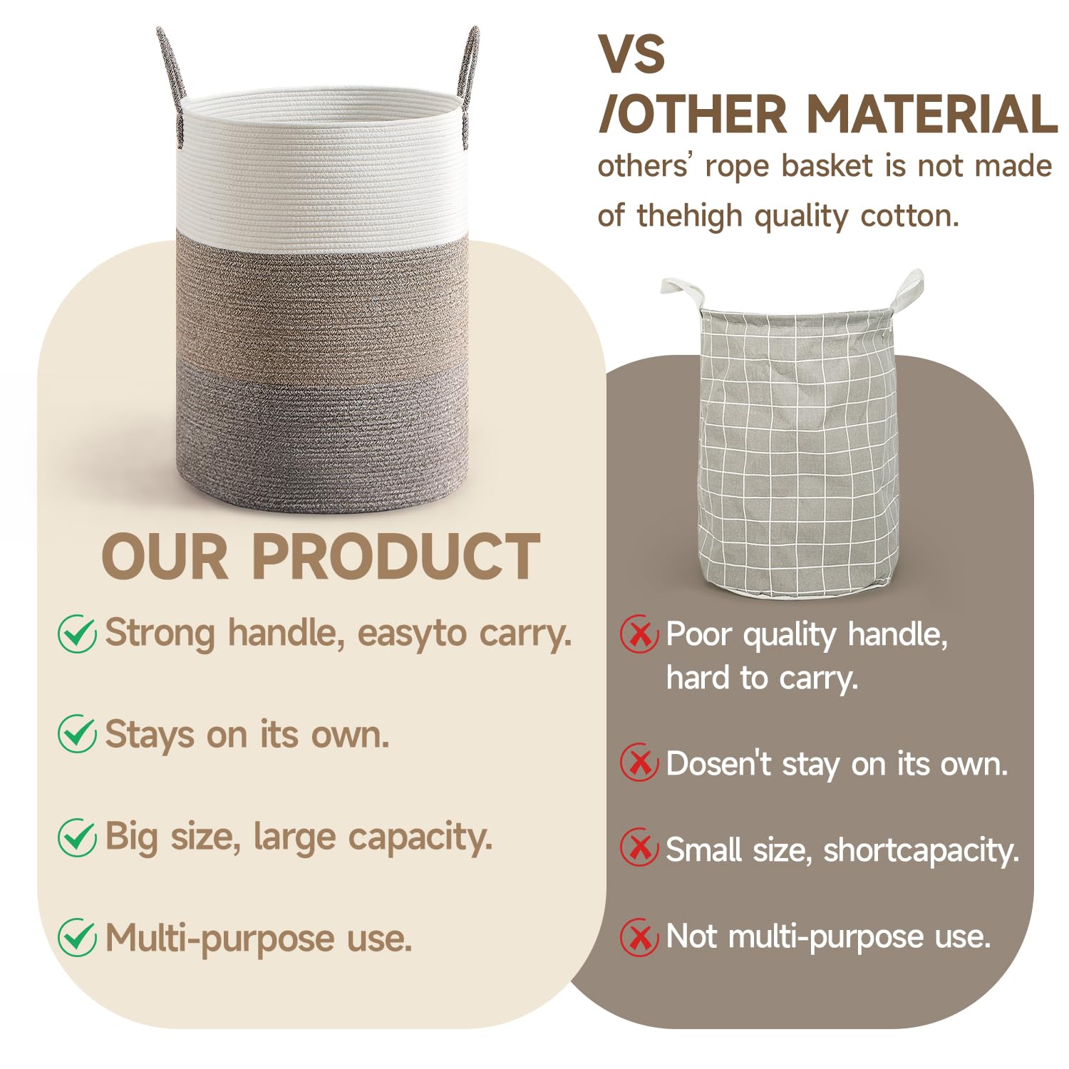 CLHMILY&Z 100L laundry basket weave detail emphasizes durable, stylish storage.