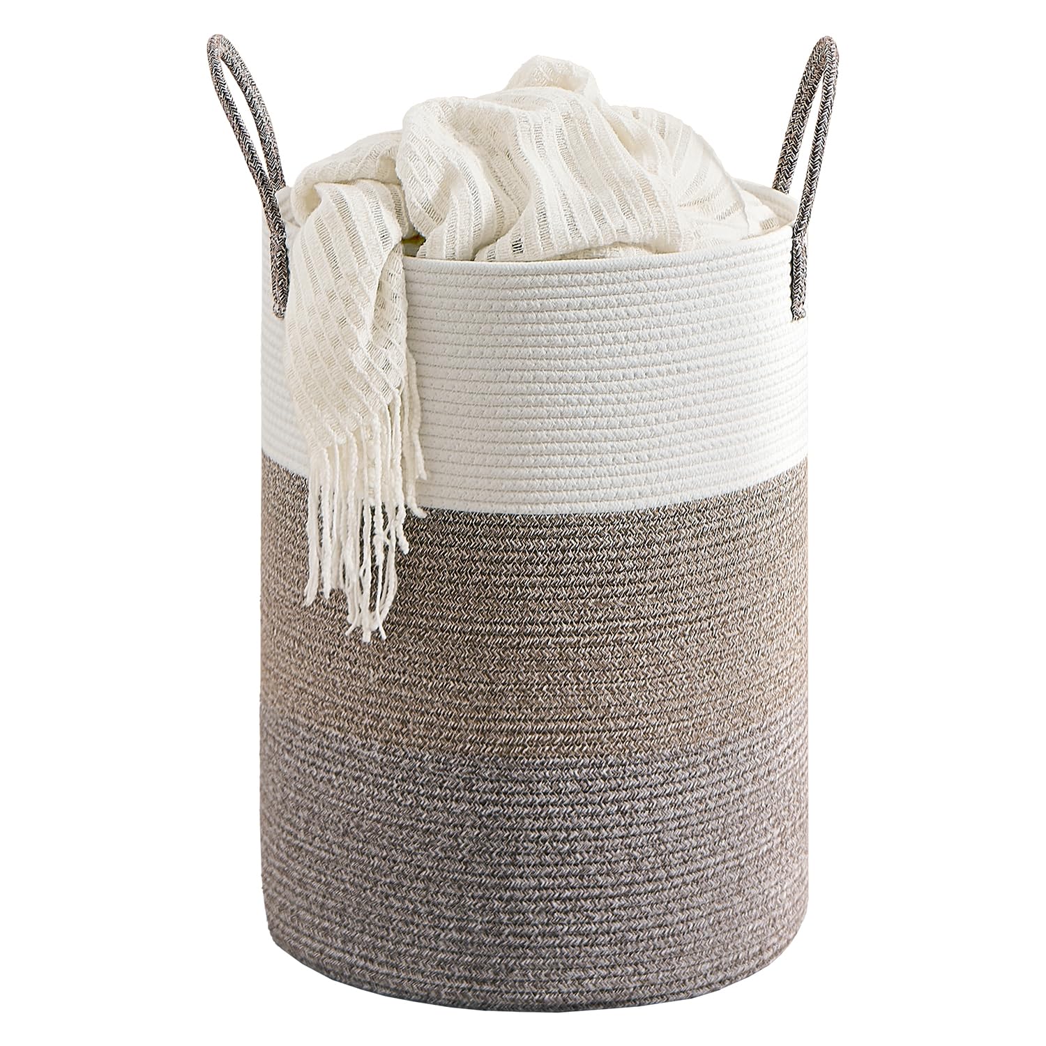 CLHMILY&Z 60L round laundry basket shows spacious clothes storage on floor