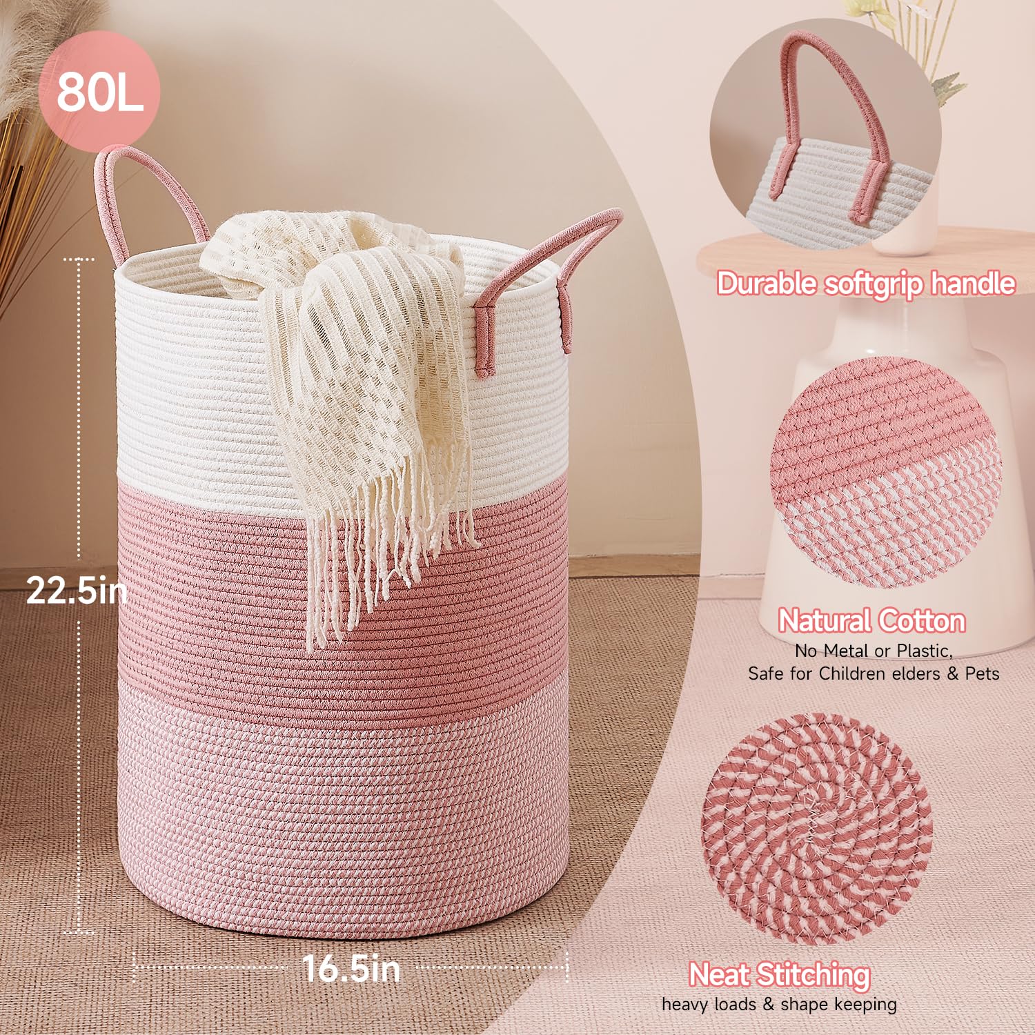 CLHMILY&Z blanket-towel-pillow basket for blankets and towels storage.