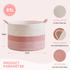 CLHMILY&amp;Z handwoven pink basket decorative storage for pillows