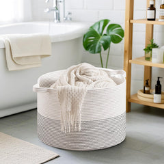 CLHMILY&Z large storage basket for laundry with reinforced handles to carry bulky loads.