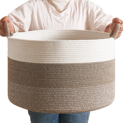 CLHMILY&Z Large Woven Basket blanket-hamper for tidy living room storage