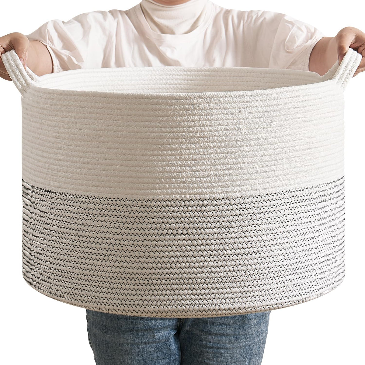 CLHMILY&Z large woven storage basket in nursery, ideal for toy organization.