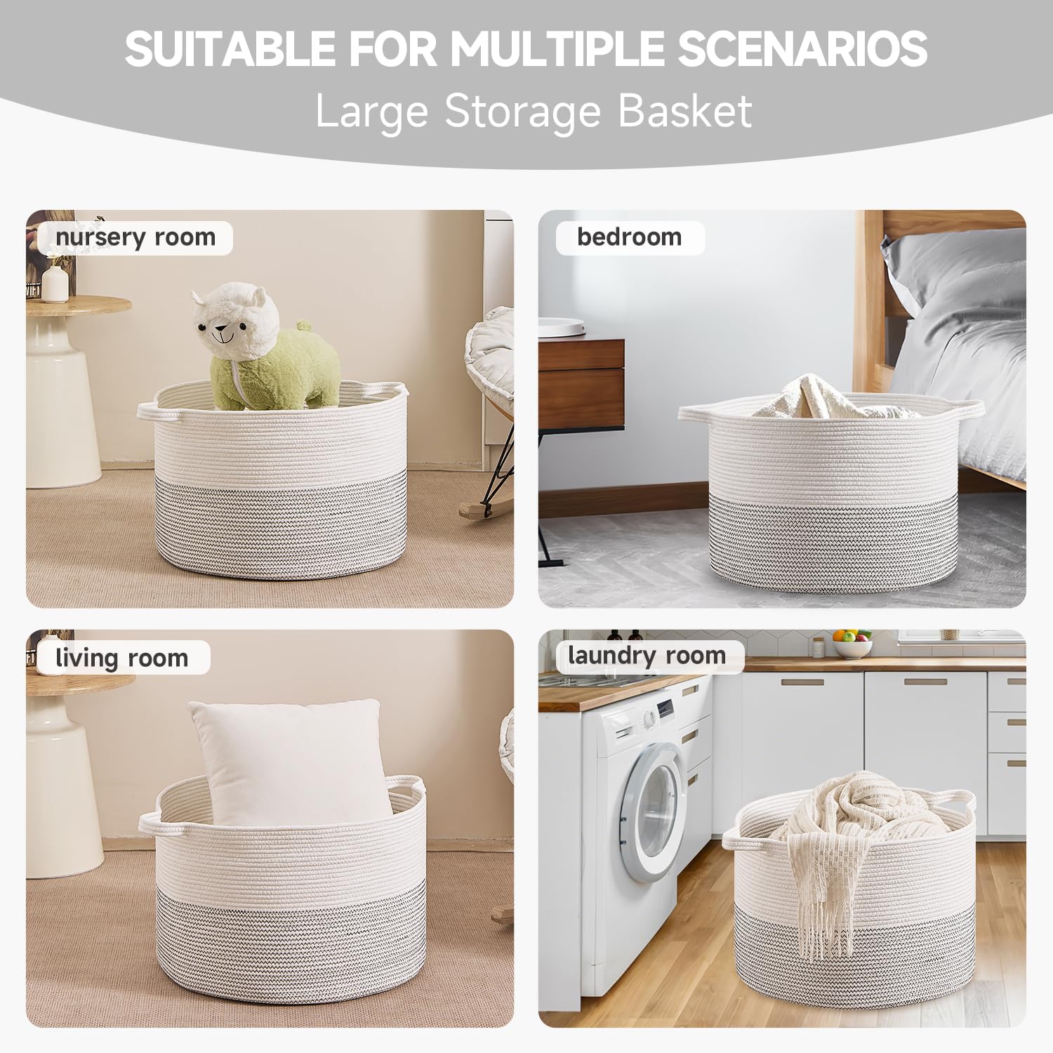 CLHMILY&Z storage basket complements neutral nursery and modern interiors.