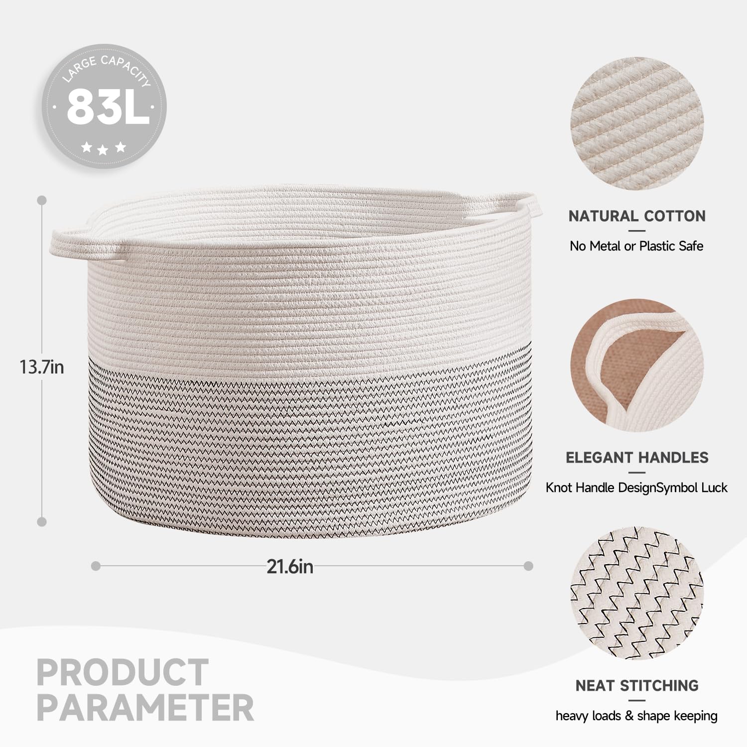 CLHMILY&Z rope basket doubles as a laundry hamper for towels.