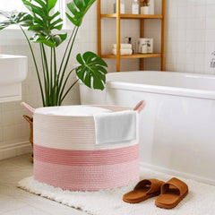 CLHMILY&amp;Z pink nursery toy organizer basket with large handles for easy transport