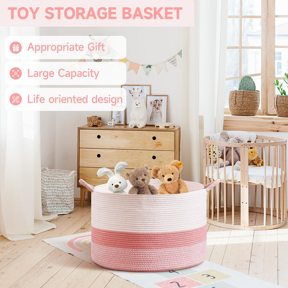 CLHMILY&Z pink basket with blankets ready for home storage and decor