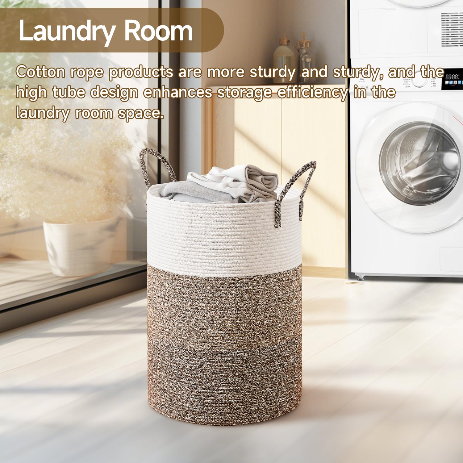 CLHMILY&Z rope basket close-up weave highlights natural cotton texture and durable construction.