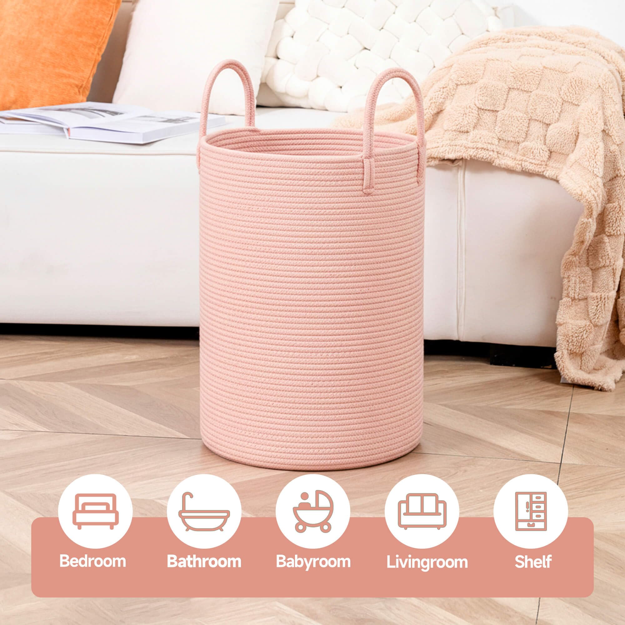 CLHMILY&Z Rope Basket with easy-carry handles ideal for toys and clutter control.