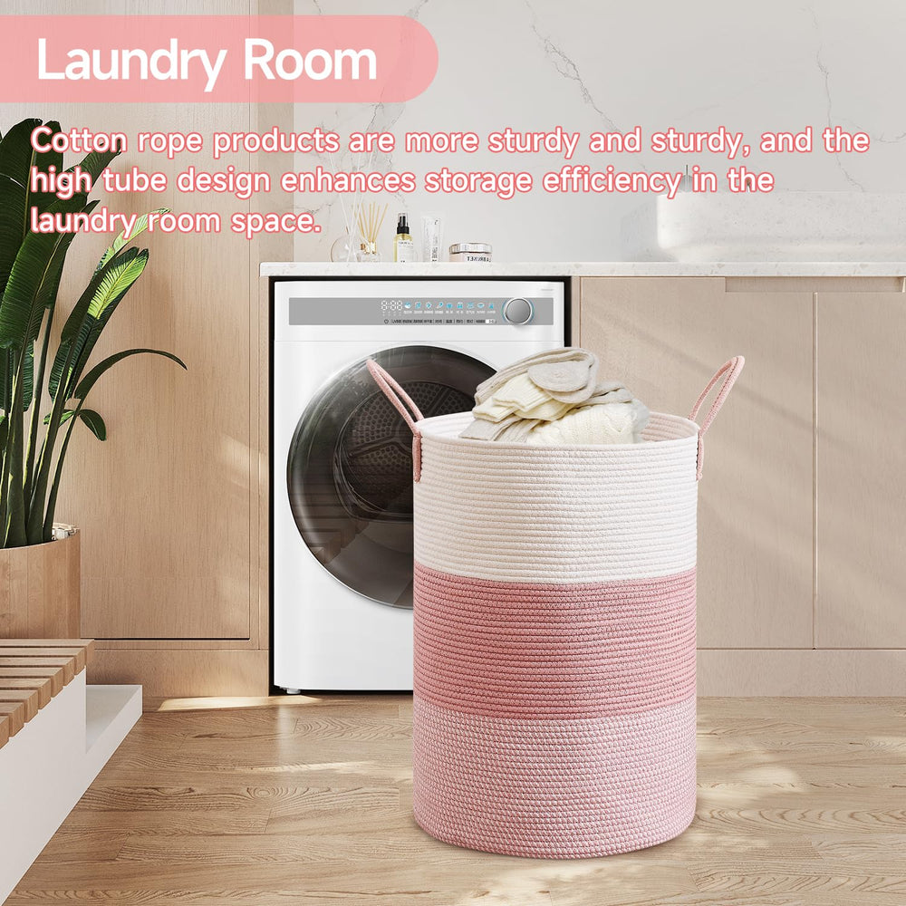 CLHMILY&Z rope basket with reinforced handles for quick laundry trips.