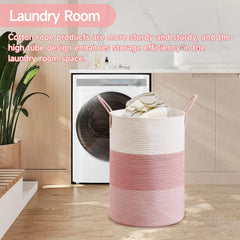 CLHMILY&Z rope basket with reinforced handles for quick laundry trips.